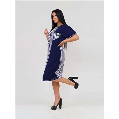 Платье женское Текс-Плюс, цвет синий белый бежевый