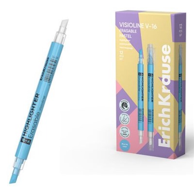 Текстовыделитель Visioline V-16 Erasable Pastel голубой 60793 ErichKrause