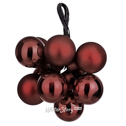 Гроздь стеклянных шаров на проволоке Minolo 2 см бордовый mix, 10 шт (Christmas Deluxe)