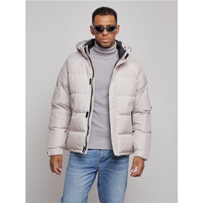 Куртка спортивная болоньевая мужская зимняя, размер 52, цвет светло-бежевый
