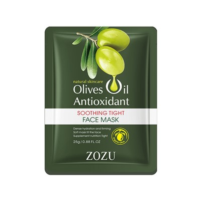 Антиоксидантная тканевая маска для лица с экстрактом Оливы ZOZU Olives Oil Antioxidant Soothing Tight Face Mask, 25 гр
