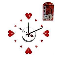 Часы настенные с декоративной наклейкой "Сердечки" 10х10х3см. (батарейка- 1"АА" в комплект не входит