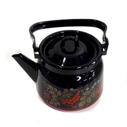 Чайник для плиты 2,3 л эмаль С2714.8 декор красно-черный с петлей