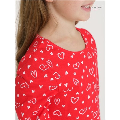 Платье Моана сердечки на красном 128/красный/100% хлопок