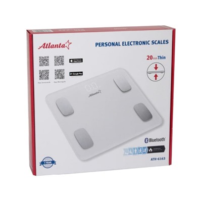Весы напольные электронные Atlanta ATH-6163 (до 180кг. диагностические, для iOS и Android, white)