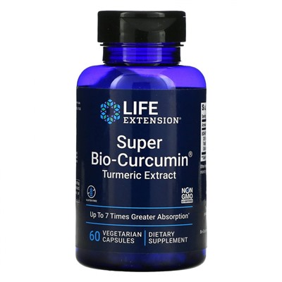 Life Extension, Super Bio-Curcumin, куркумин, 60 вегетарианских капсул