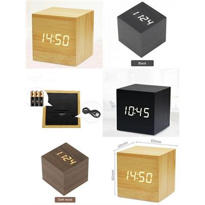 Настольные деревянные квадратные часы 6,5х6,5х6см