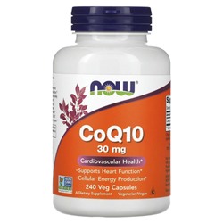 NOW Foods, CoQ10, 30 мг, 240 растительных капсул
