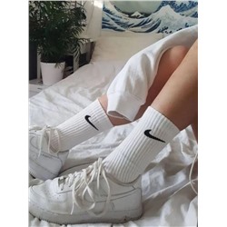 Мужские носки хлопок Nike, с рисунком белый (упаковка 10шт)