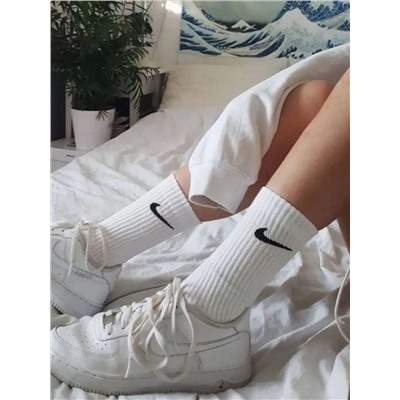 Женские носки хлопок Nike, с рисунком белый (упаковка 10шт)