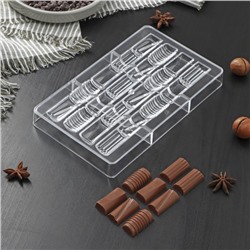 Форма для конфет и шоколада «Фигурный батончик», 20 ячеек, 20×12×2,5 см, ячейка 3,3×1,6×0,8 см