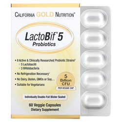 California Gold Nutrition, LactoBif, пробиотики, 5 млрд КОЕ, 60 растительных капсул