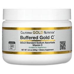 California Gold Nutrition, Buffered Gold C, некислый буферизованный витамин C в форме порошка, аскорбат натрия, 238 г (8,4 унции)