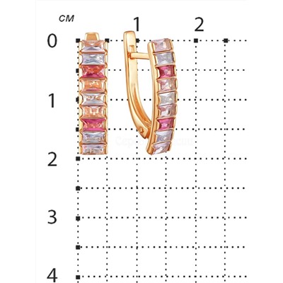 Серьги из золочёного серебра с пл.розово-голубым кварцем 925 пробы 2-199з1