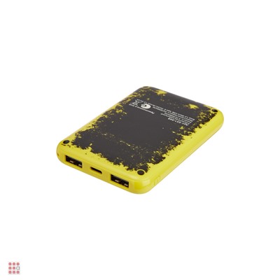 Аккумулятор мобильный, 5000мАч, 2 USB, 2А, желтый