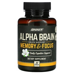 Onnit, Alpha Brain, память и концентрация, 30 капсул