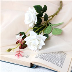 Цветы искусственные "Розы с шипами" 8х40 см, белый