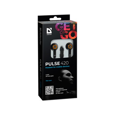 DEFENDER Гарнитура для смартфонов Pulse 420 черный + оранжевый, вставки
