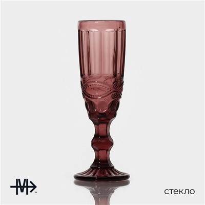 Набор бокалов из стекла для шампанского Magistro «Ла-Манш», 160 мл, 7×20 см, 2 шт, цвет розовый