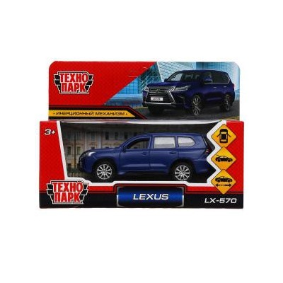 Машина металл LEXUS LX570 матовый дл 12 см. отк дв. баг. инер. синий. кор. Технопарк в кор.2*36шт