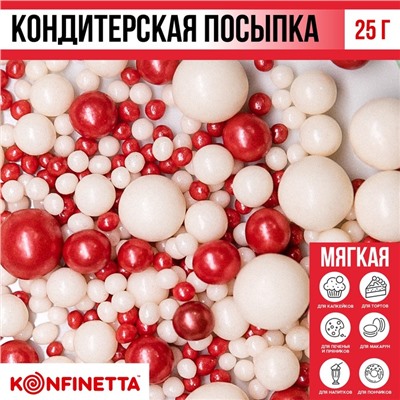 Посыпка кондитерская мягая: синяя, красная, белая, 25 г.