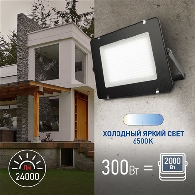 Прожектор светодиодный уличный Эра LPR-023-0-65K-300 300Вт, 6500К 24000Лм, IP65
