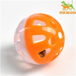 Шарик для кошек с бубенчиком "Луна", 3,8 см, оранжевый/белый