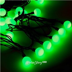 Светодиодная гирлянда Мультишарики 25 мм 70 зеленых LED ламп 10 м, черный ПВХ, соединяемая, IP44 (Snowhouse)