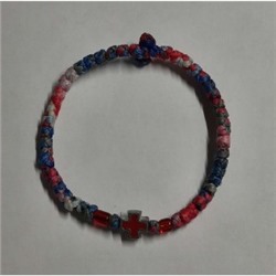 Разноцветный комбоскини с двумя красными бусинами и красным крестиком, Афон