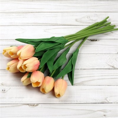 Цветок искусственный Тюльпан 30 см желто-розовые / 1205 /уп 10/200/1200/ латэкс