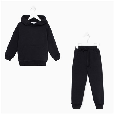 Костюм детский (худи, брюки) KAFTAN "Basic line", размер 40 (158-164), цвет чёрный