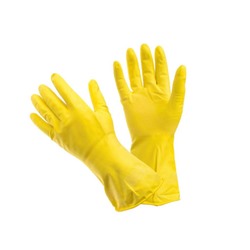 LIBRY перчатки хозяйственные латексные повышенной эластичности с х/б напылением размер-L (желтые)