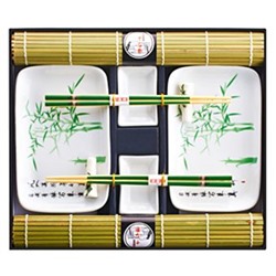 Набор для суши на 2 персоны "Бамбук" с ковриками зеленый