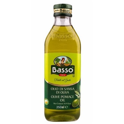 Масло оливковое рафинированное из выжимок с добавлением масла оливкового нерафинированного Basso Pomace Olive Oil 250 мл