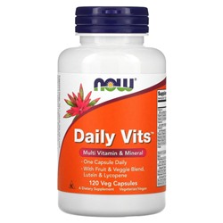 NOW Foods, Daily Vits, мультивитамины и микроэлементы, 120 вегетарианских капсул