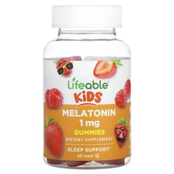 Lifeable, Для детей, мелатонин, натуральные ягоды, 1 мг, 60 жевательных таблеток