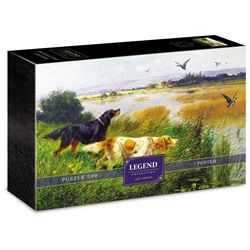 Puzzle Hatber  500 элементов "Premium. Legend Art Series. Два спаниеля" + постер (500П32_25702) в подар. коробке