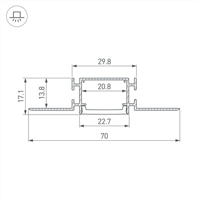 Профиль FANTOM-BENT-W23-SIDE-2000 ANOD (Arlight, Алюминий)