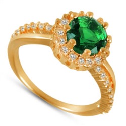 Кольцо (вставки: Цирконы, зеленые; покрытие: Золото)