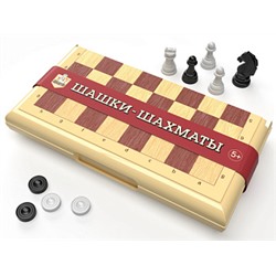 Игра настольная "Шашки-Шахматы" в пласт.коробке (мал, беж)  03881