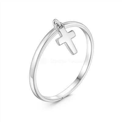 Кольцо женское из серебра родированное - Крест 925 пробы К018