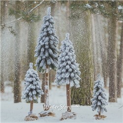 Настольная елка Canadian заснеженная 80 см с натуральным стволом, ПВХ (Decorland)