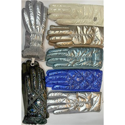 Перчатки женские плащёвка, мех (цвета в ассортименте)