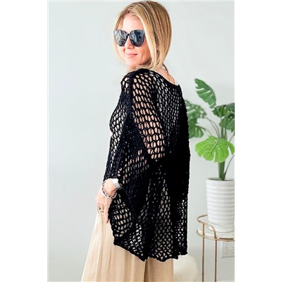 Black Star Graphic Crochet Knitted Summer Sweater Top