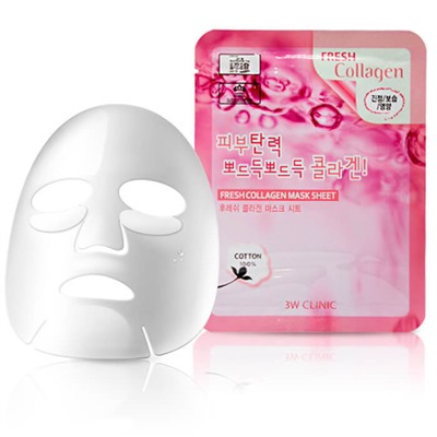 Антивозрастная тканевая маска для лица с коллагеном 3W Clinic Fresh Collagen Mask Sheet, 23 мл