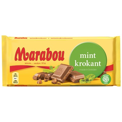 Шоколад Marabou Suklaalevy Minttukrokantti (мята, карамель) 200 гр