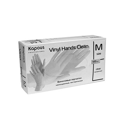Kapous виниловые перчатки vinyl hands clean неопудренные нестерильные прозрачные размер m 100 шт. в уп.