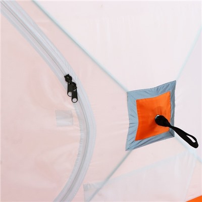 Палатка зимняя куб СЛЕДОПЫТ 1.5 х 1.5 м, ткань Oxford, цвет оранжево-белый,