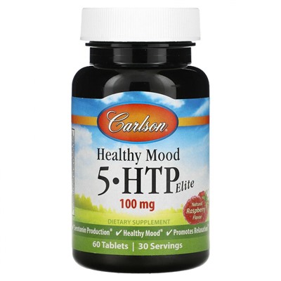 Carlson, Healthy Mood, 5-HTP Elite, натуральная малина, 50 мг, 60 таблеток