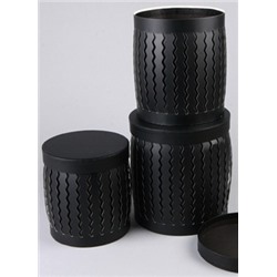 Коробка цилиндр набор из  3шт. 20х20х20см с дизайном черная